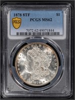 1878 $1 Morgan Dollar PCGS MS62 8TF