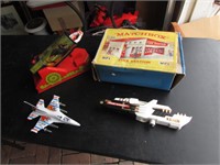toys & old matchbox fire station toy