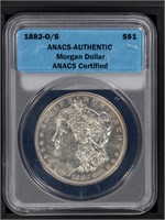 1882-O/S $1 Morgan Dollar ANACS O/S Strong AU-DET