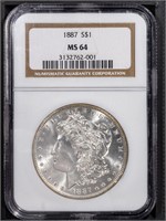 1887 $1 Morgan Dollar NGC MS64