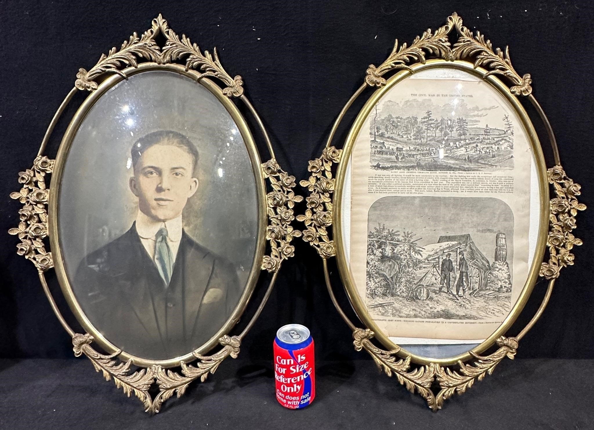 Antique Ornate Framed Gentleman, Civil War-Lot