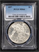 1897 $1 Morgan Dollar PCGS MS64