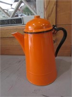 orange enamel coffee pot