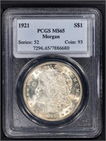 1921 $1 Morgan Dollar PCGS MS65