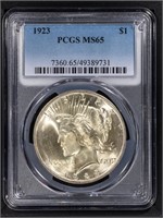 1923 $1 Peace Dollar PCGS MS65