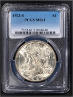 1923-S $1 Peace Dollar PCGS MS61