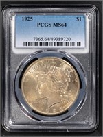 1925 $1 Peace Dollar PCGS MS64