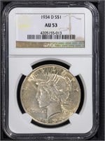1934-D $1 Peace Dollar NGC AU53