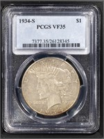1934-S $1 Peace Dollar PCGS VF35