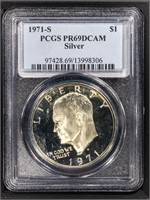 1971-S $1 Eisenhower Dollar PCGS PR69DCAM Silver