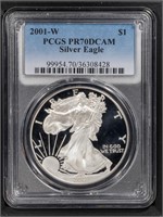 2001-W S$1 Silver Eagle PCGS PR70DCAM