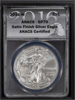 2016-W S$1 Silver Eagle ANACS SP70 Satin Finish