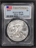 2019 S$1 Silver Eagle PCGS MS70 First Strike