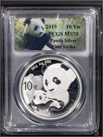 2019 10 Yn Silver Panda PCGS MS70 First Strike