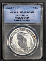 2012-P S$1 Australia Kookaburra ANACS MS70DCAM