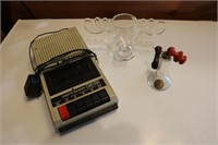 candlestick glass phone,tape player & glass