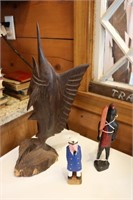 wood figurines incl:swordfish