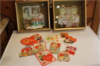 vintage framed postcards & valentine cards