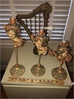 Harp & Angel Candle Stick Set