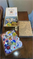 Political & novelty assorted Pin buttons -3 boxes