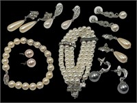 Faux Pearl Earrings & Bracelets - Costume Jewelry