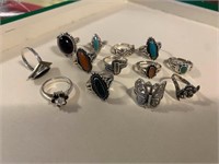 LOT Sterling Silver & Stone Rings