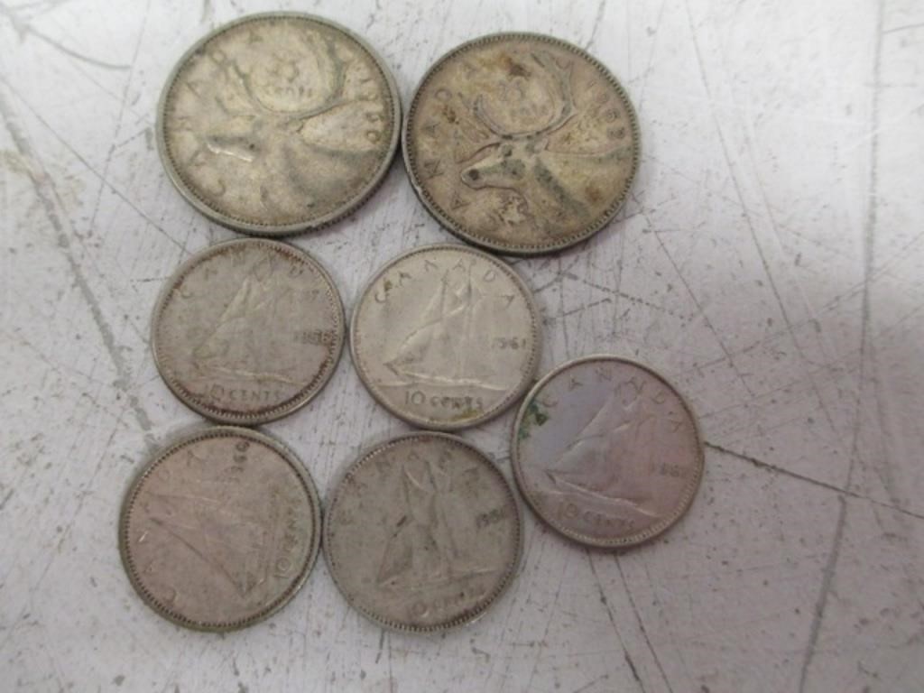 Lot of Vintage .800 Silver Canada Coins - 2