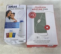 Halls sinus inhaler and Sunbeam heating pad