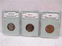 3 NTC Graded Dollar Coins 2001-P PR69 DCAM