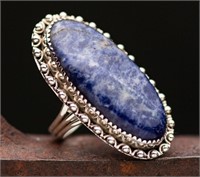Sterling Silver And Blue Lapis Ring Size 10 1/2