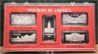 (Set of 5) Wonder of America 1 oz .999 Silver Bars