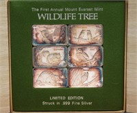 (Set of 6) "Wildlife Tree" 1oz .999 Silver Bars