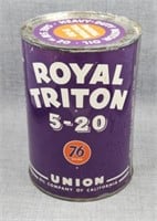 Union 76 Royal Triton 5-20 metal oil can, full