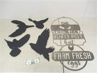Metal Farm Signs & Bird Silohuettes