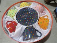 UNIQUE COLLECTION OF POLKA DOT SAUCERS & MUGS