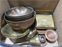 COLLECTION OF BRASS BOWL, TRAY , BELL, MISC