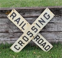 Railroad crossing sign w/ glass cat eyes