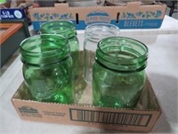 COLL OF GREEN AND CLEAR BALL JARS