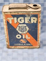 Vintage Tiger Oil Gambles Store gallon oil can.