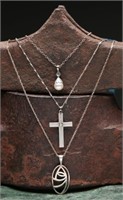 Glasgow Rose, Pearl & Cross .925 Necklaces - 8.21g