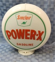 Sinclair Power-X Gasoline gas pump globe, 2- 13.5"