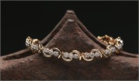 10K Yellow Gold & Diamond Tennis Bracelet - 5.51g