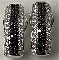 14k White Gold Diamond  And Black Diamond Earrings