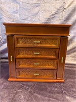 Reed & Barton Wooden Jewelry Chest 4 drawer