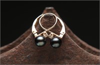 14K Gold & Tahitian Pearl Earrings - 1.56g