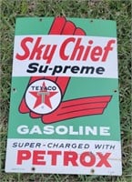 Texaco Sky Chief Su-preme porcelain gas pump plate