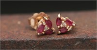 14K Gold & Ruby Stud Earrings - .81g