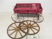 Vintage Wooden Doll/Display Wagon w/ 2 Add'l