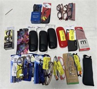 Misc eyeglass cases, blue light and +3.00 & +3.25