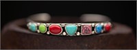 Sterling Silver Turquoise, Coral & More Bracelet